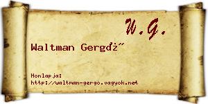 Waltman Gergő névjegykártya